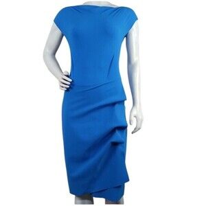 Chiara Boni La Petite Cobalt Gathered Cowl Neck Dress Size 48